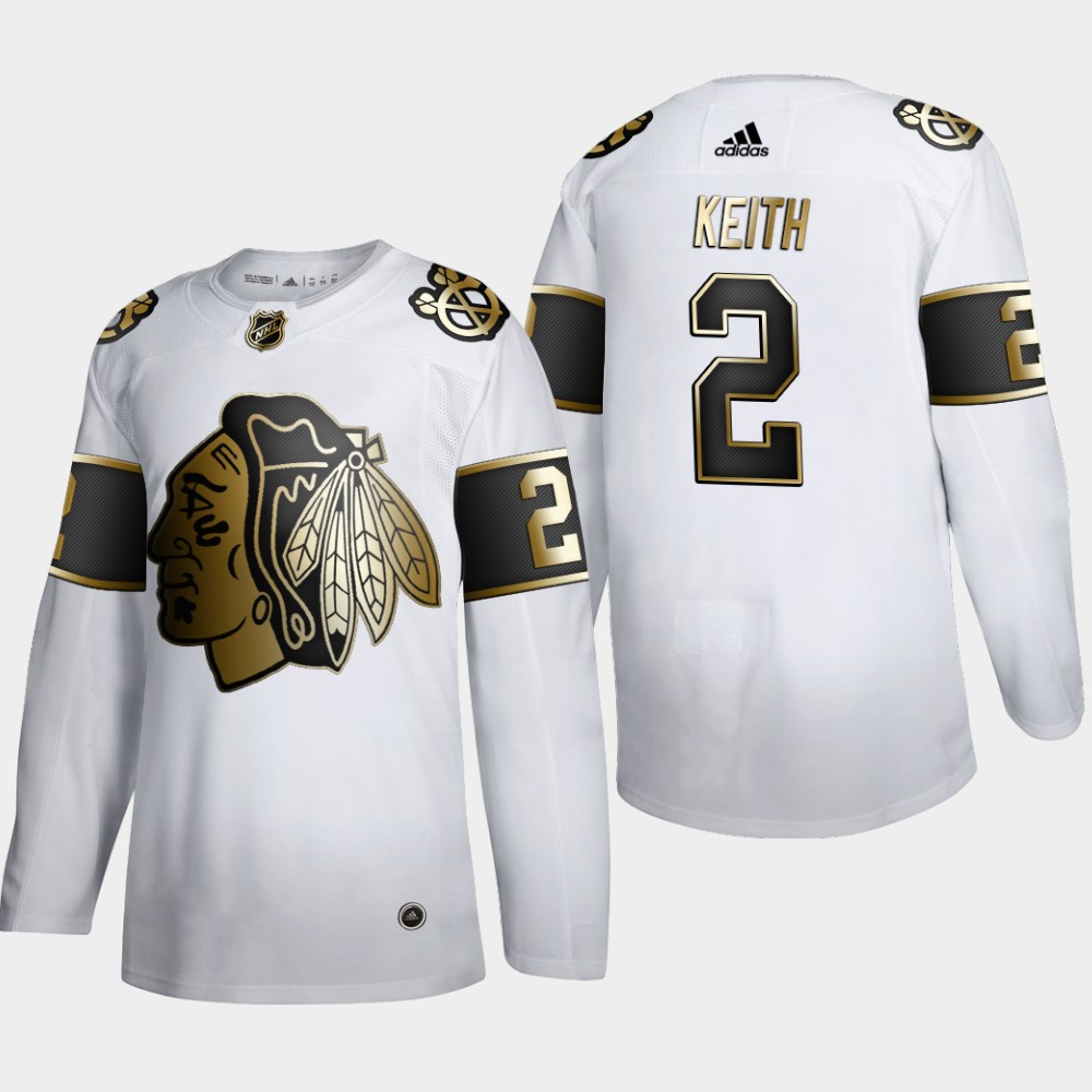 Chicago Blackhawks 2 Duncan Keith Men Adidas White Golden Edition Limited Stitched NHL Jersey